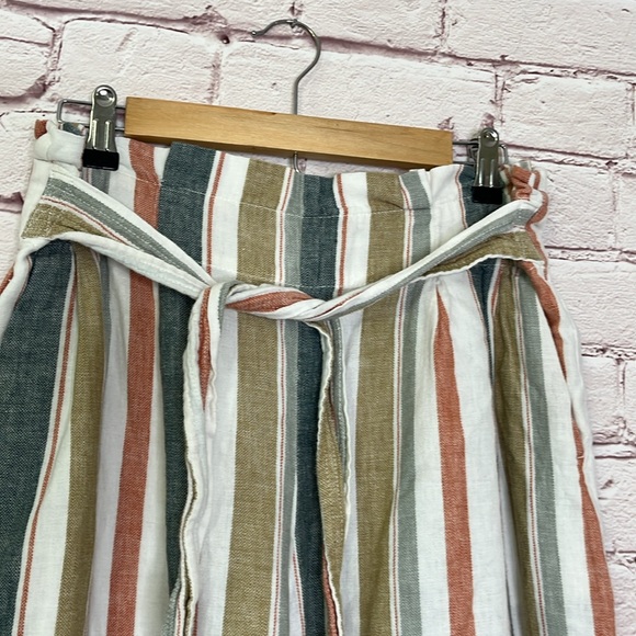 Madewell Tie-Waist Huston Pull-On Crop Pants in Stripe Size Large - Picture 4 of 12